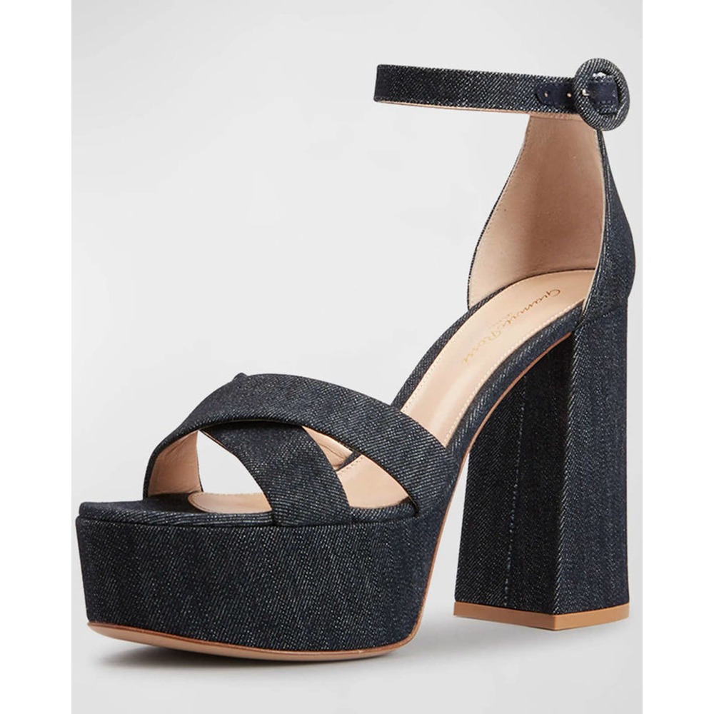Gianvito Rossi Sheridan Platform Sandal in Denim Denim 37.5